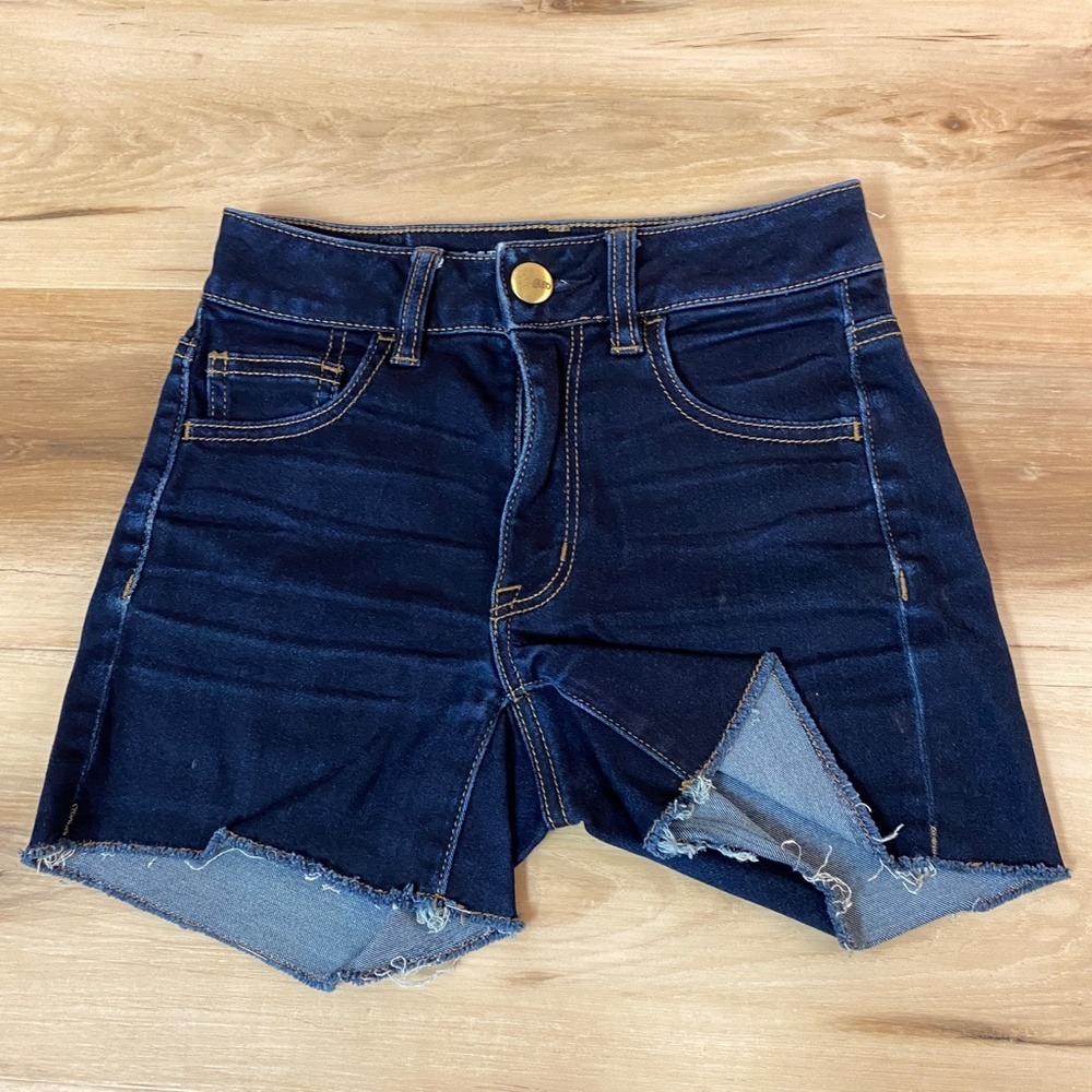 American Eagle AE High Rise Shortie Denim Jean Shorts Size 00 Lot of 3 Pair - Picture 2 of 12